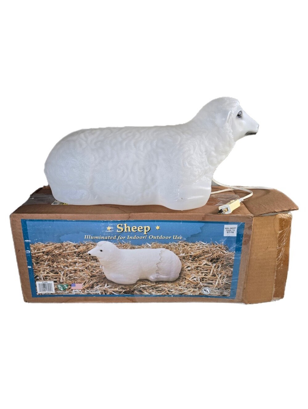 Vintage General Foam Plastics Sheep 18”Christmas Nativity Blow Mold Lamb w/ Box